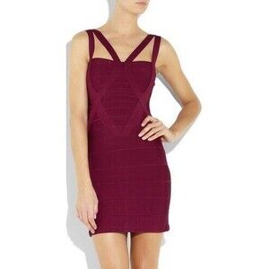 Bandage Dress XS Burgundy Red Y2K Strappy Bodycon Sexy Hipster Party Club Indie